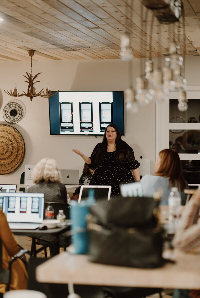 Tiffany King presenting a marketing workshop to a seated audience